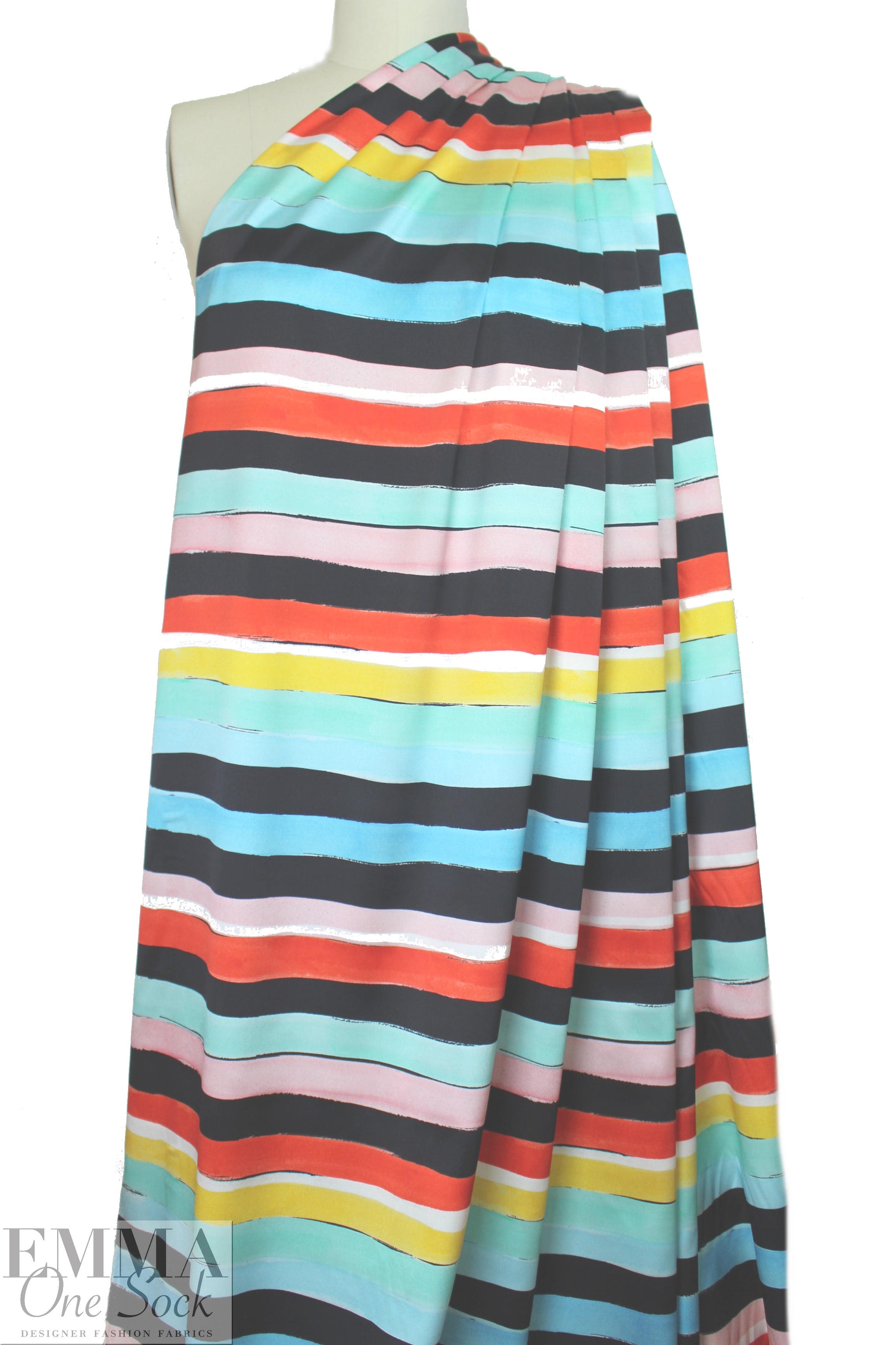 Caroline C0nstas stretch silk charmeuse - colorful stripe 1.375 yd