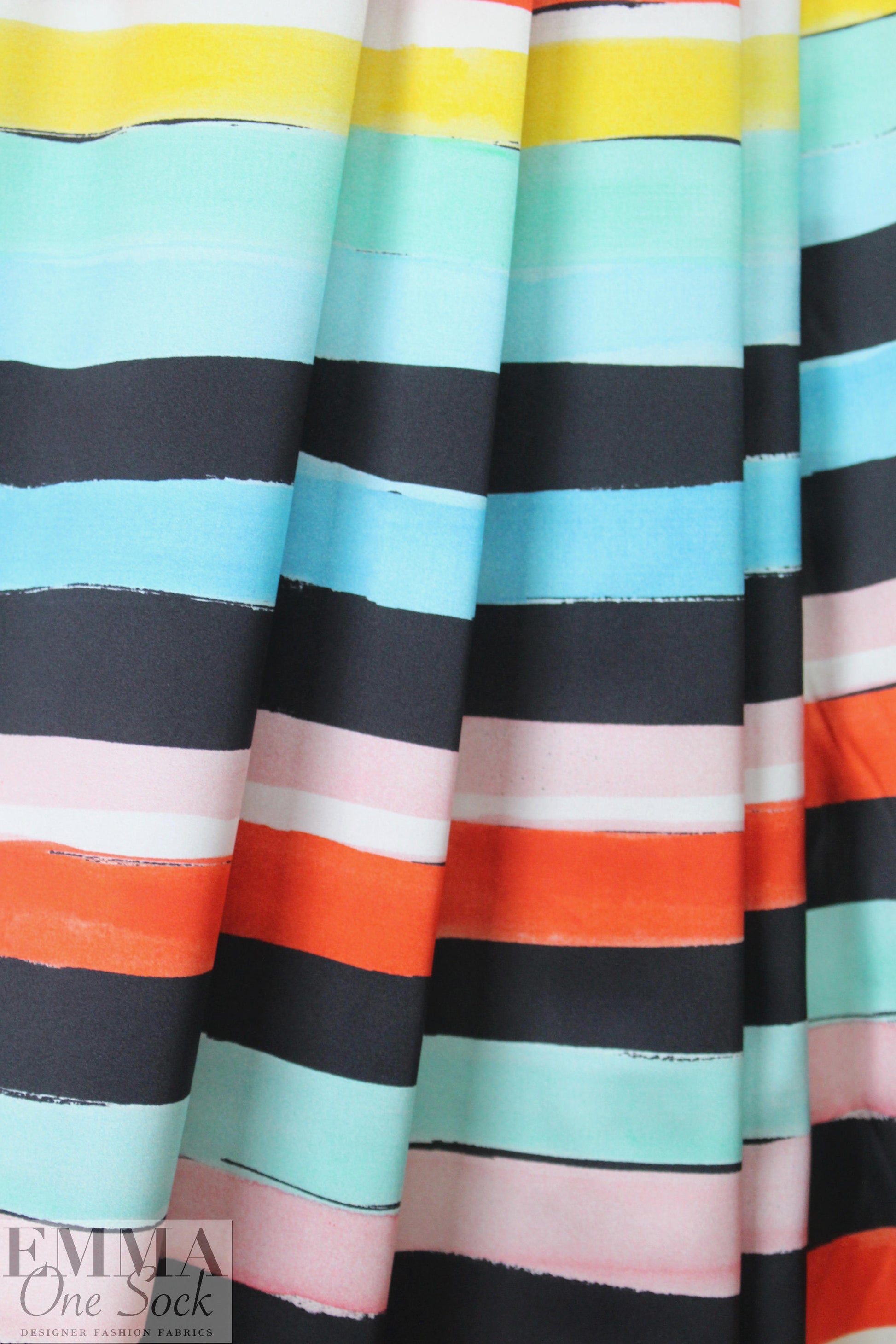 Caroline C0nstas stretch silk charmeuse - colorful stripe 1.375 yd