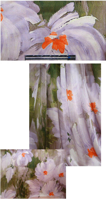 Italian painterly floral design silk charmeuse