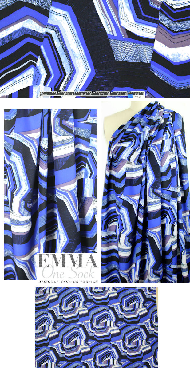 Italian 'refraction blues' silk charmeuse 1.75 yds