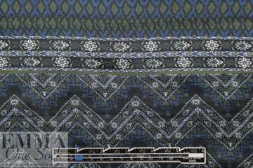 NY designer intricate graphic silk charmeuse 1.66 yd