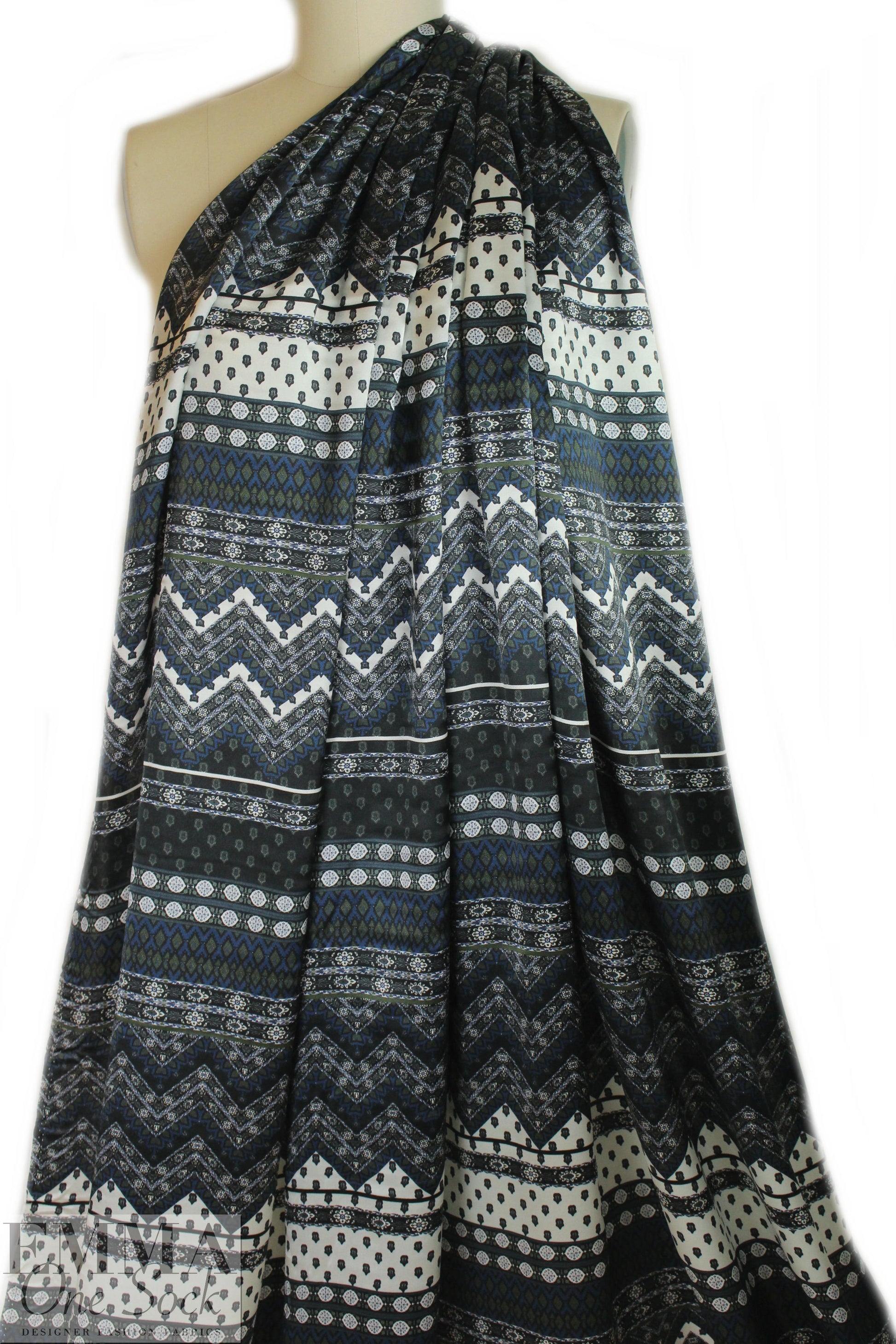 NY designer intricate graphic silk charmeuse