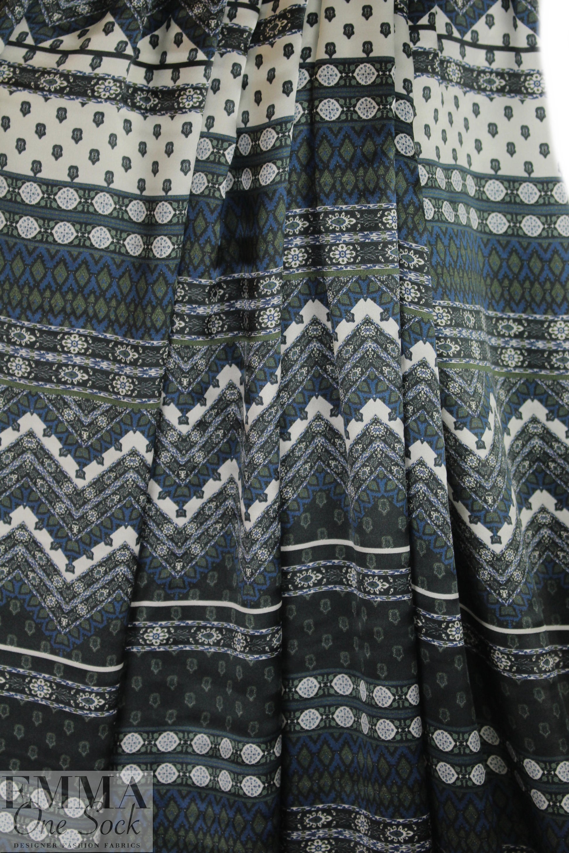 NY designer intricate graphic silk charmeuse