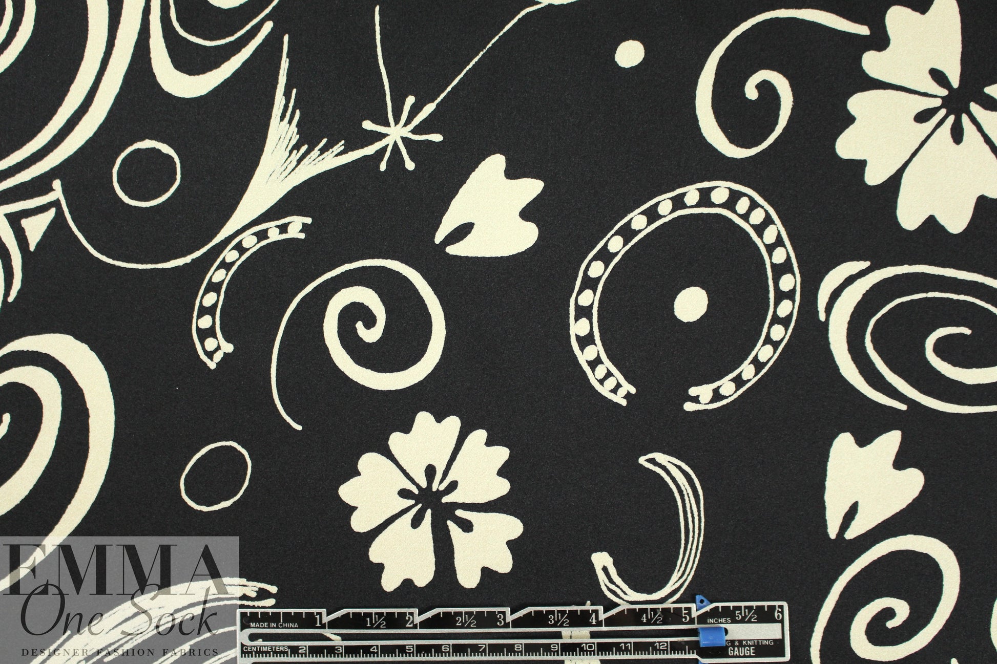 Italian vintage couture silk charmeuse - black/ivory