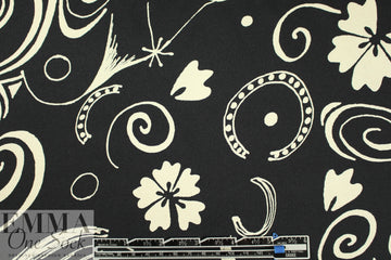 Italian vintage couture silk charmeuse - black/ivory