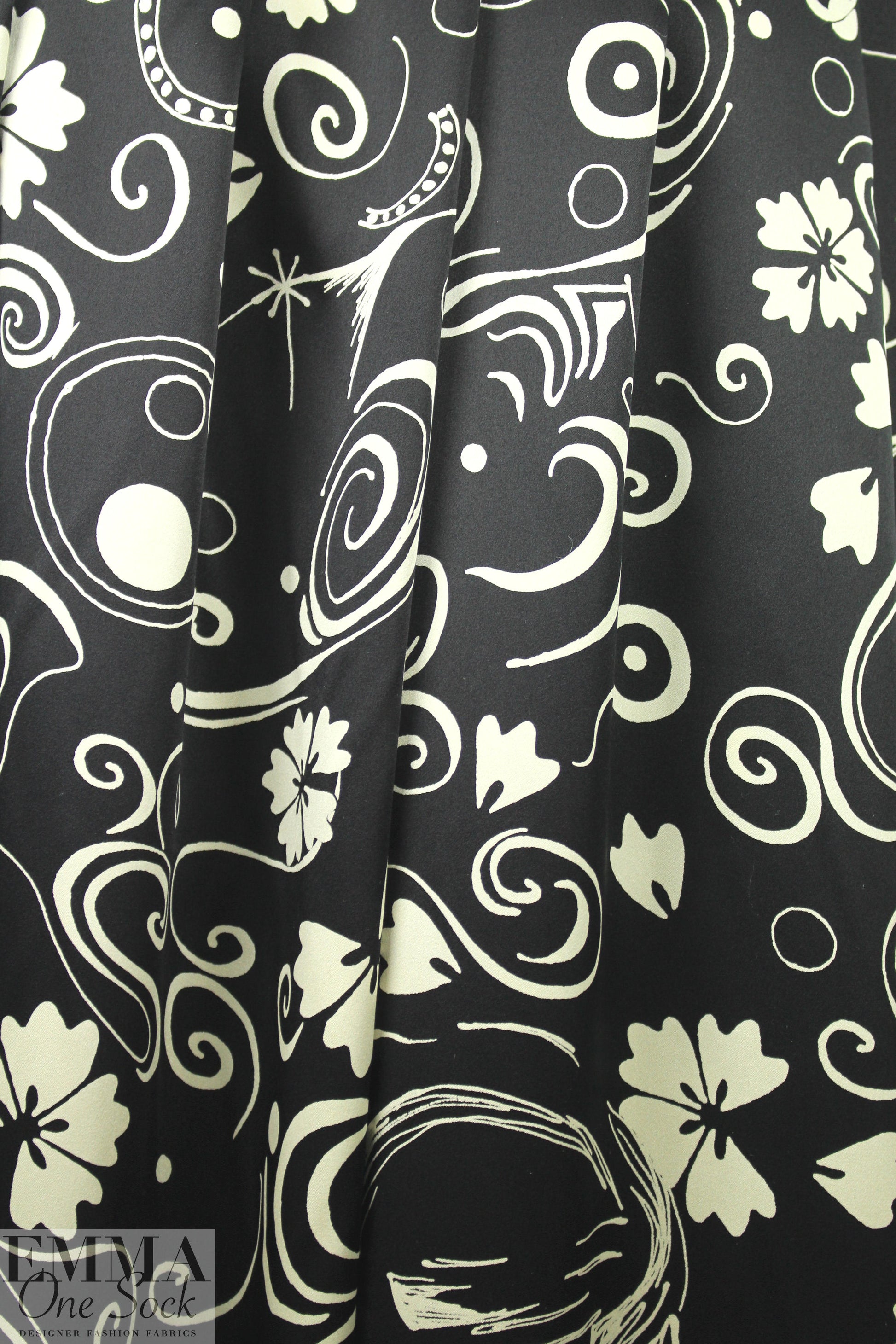 Italian vintage couture silk charmeuse - black/ivory