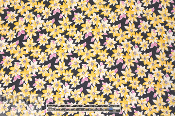 NY designer citrine/midnight floral silk charmeuse