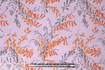 NY designer lav/tangerine floral silk charmeuse .66 yds