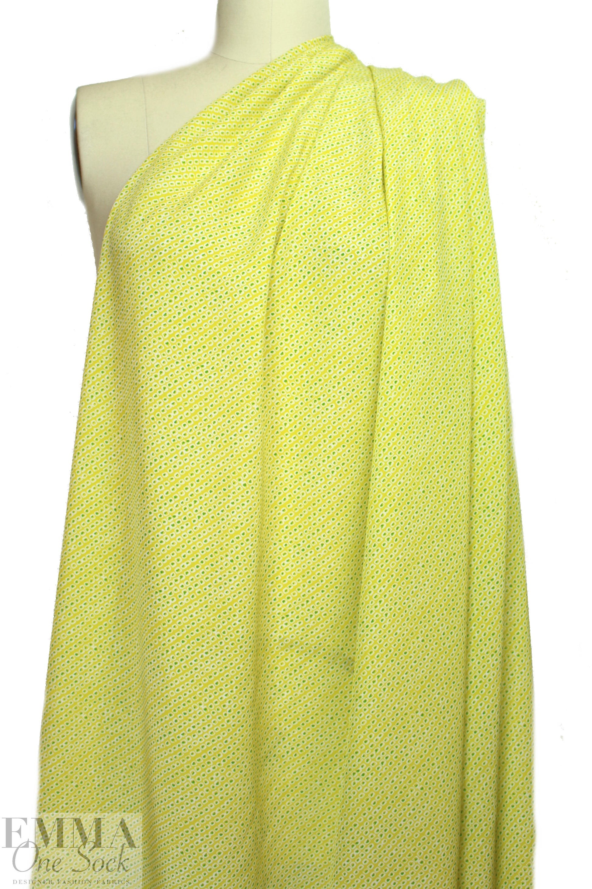 NY designer lemon lime little graphic silk crepe de chine