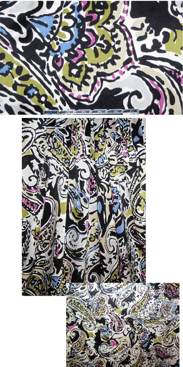 Sun0 black/white/colors paisley silk charmeuse 1.4 yd