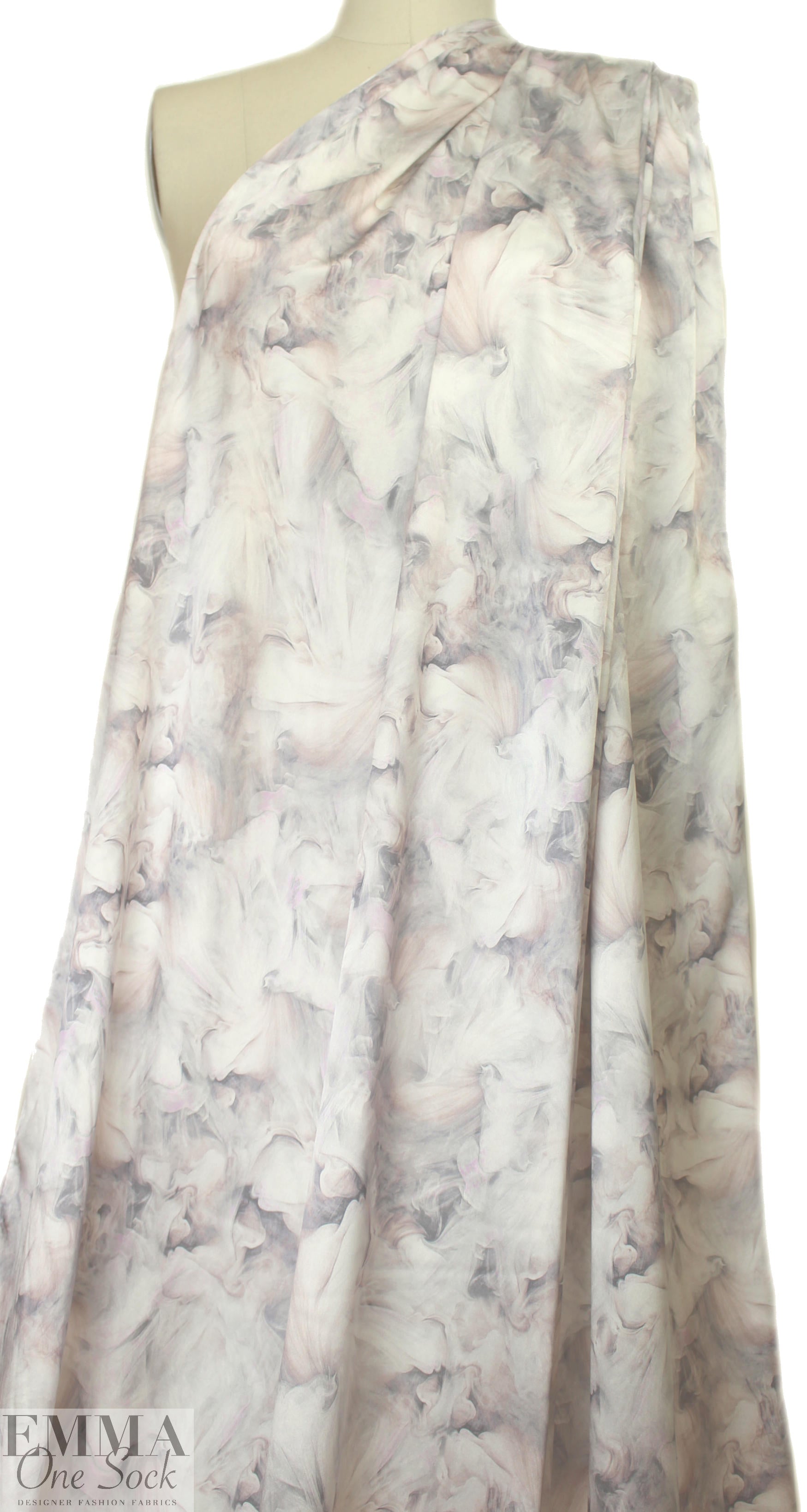 Whit silk stretch charmeuse - blush/gray dreamscape