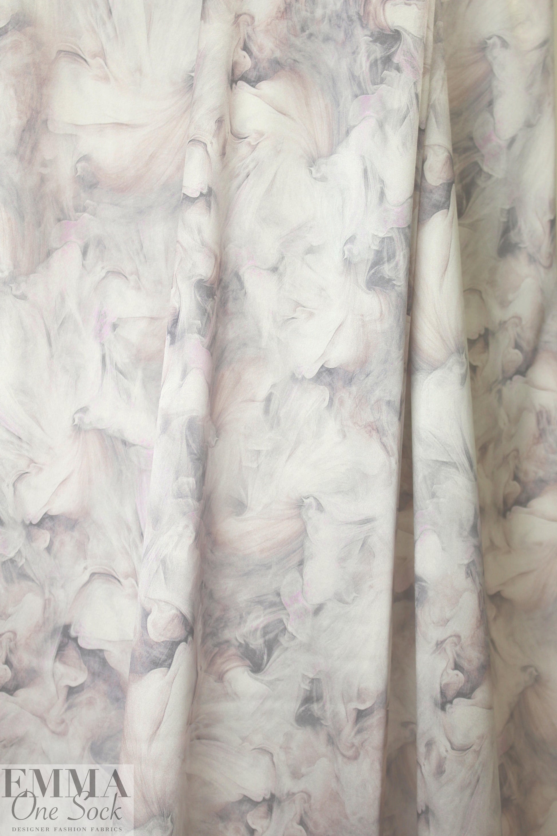 Whit silk stretch charmeuse - blush/gray dreamscape