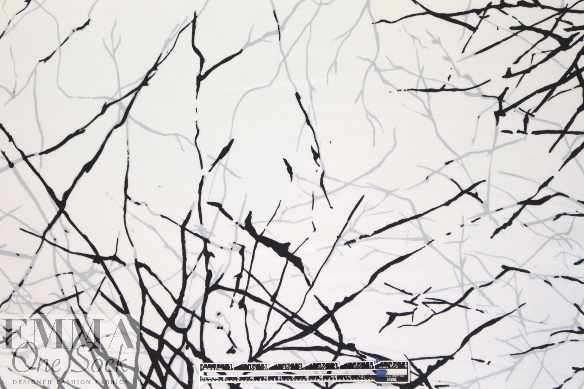 Whit silk stretch charmeuse - 'winter branches'