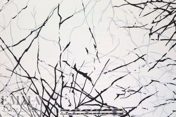 Whit silk stretch charmeuse - 'winter branches'