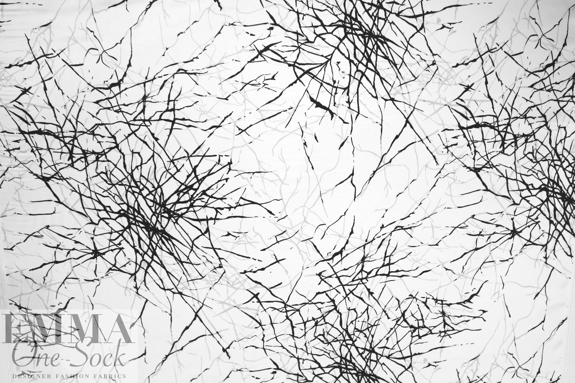 Whit silk stretch charmeuse - 'winter branches'