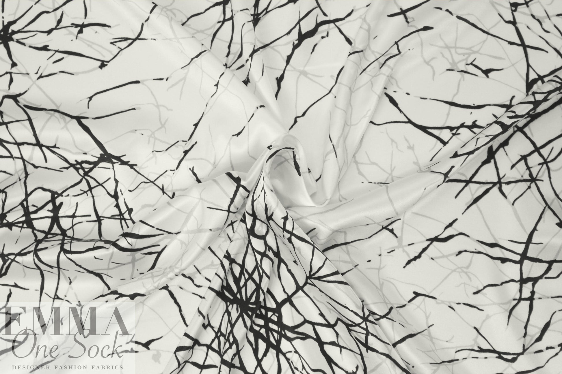 Whit silk stretch charmeuse - 'winter branches'