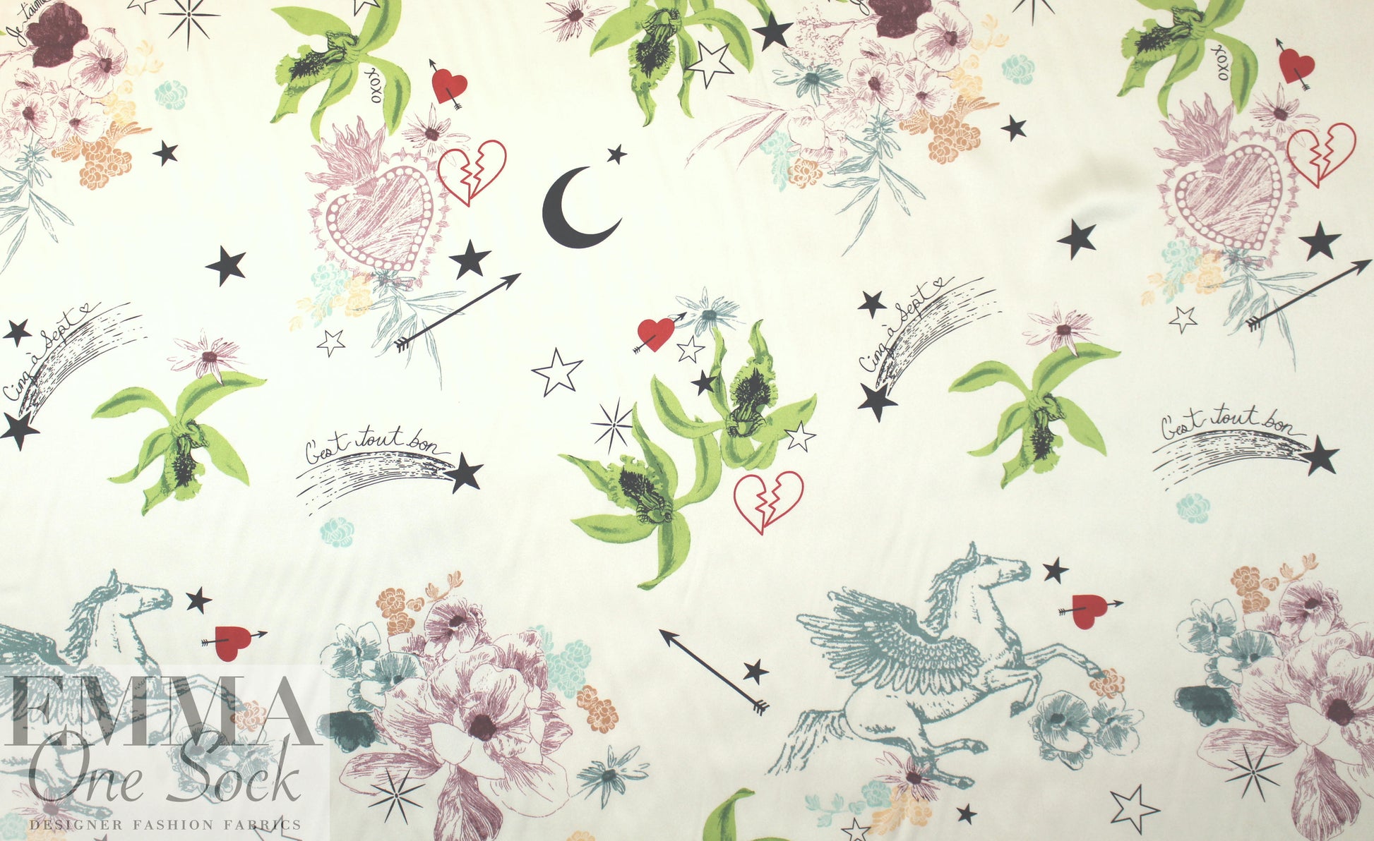Cinq @ Sept 'Pegasus fantasy' silk charmeuse 1 yard