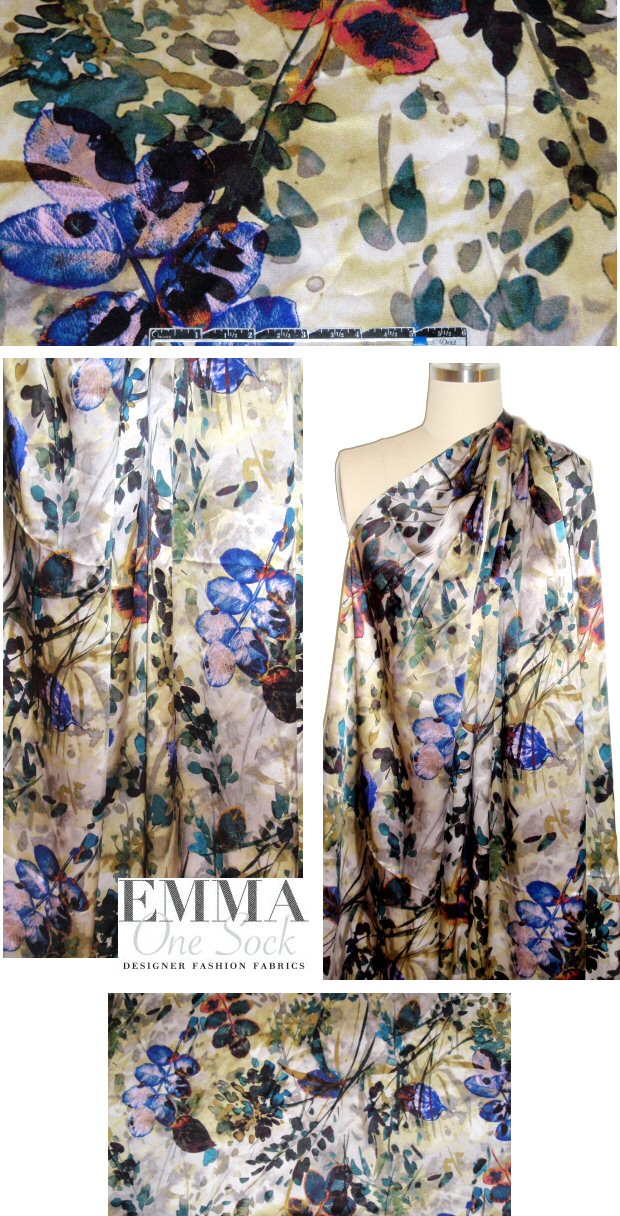 NY designer layered floral silk charmeuse
