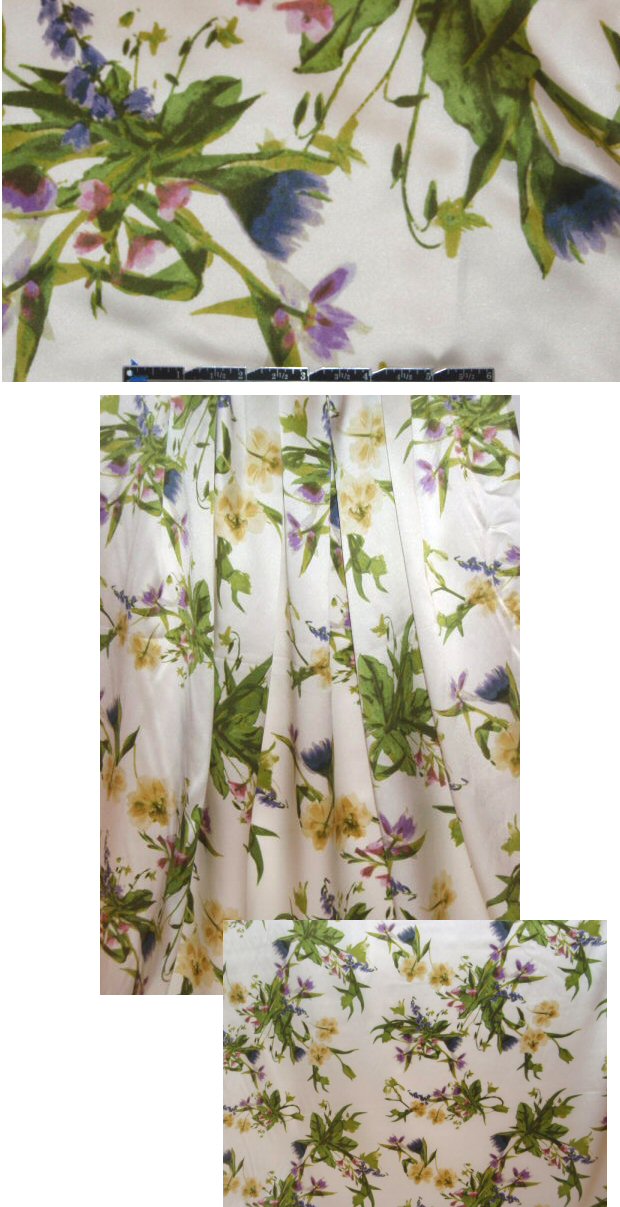 NY designer iris floral silk charmeuse