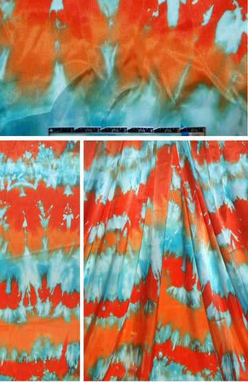 NY designer poly charmeuse - tangerine/aqua