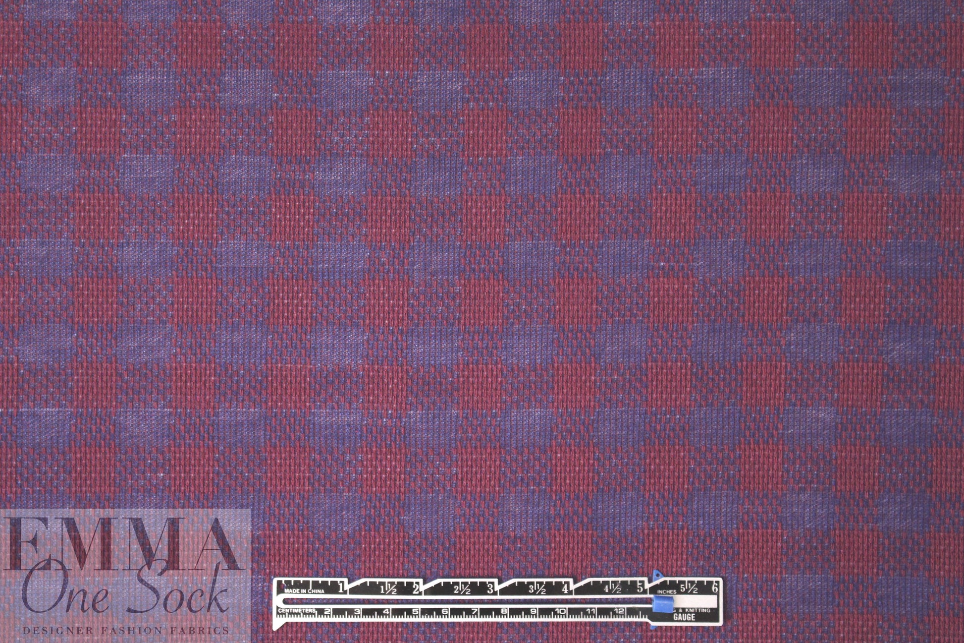 NY designer checkered plaid yarn dyed knit - brick/navy