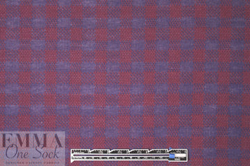 NY designer checkered plaid yarn dyed knit - brick/navy