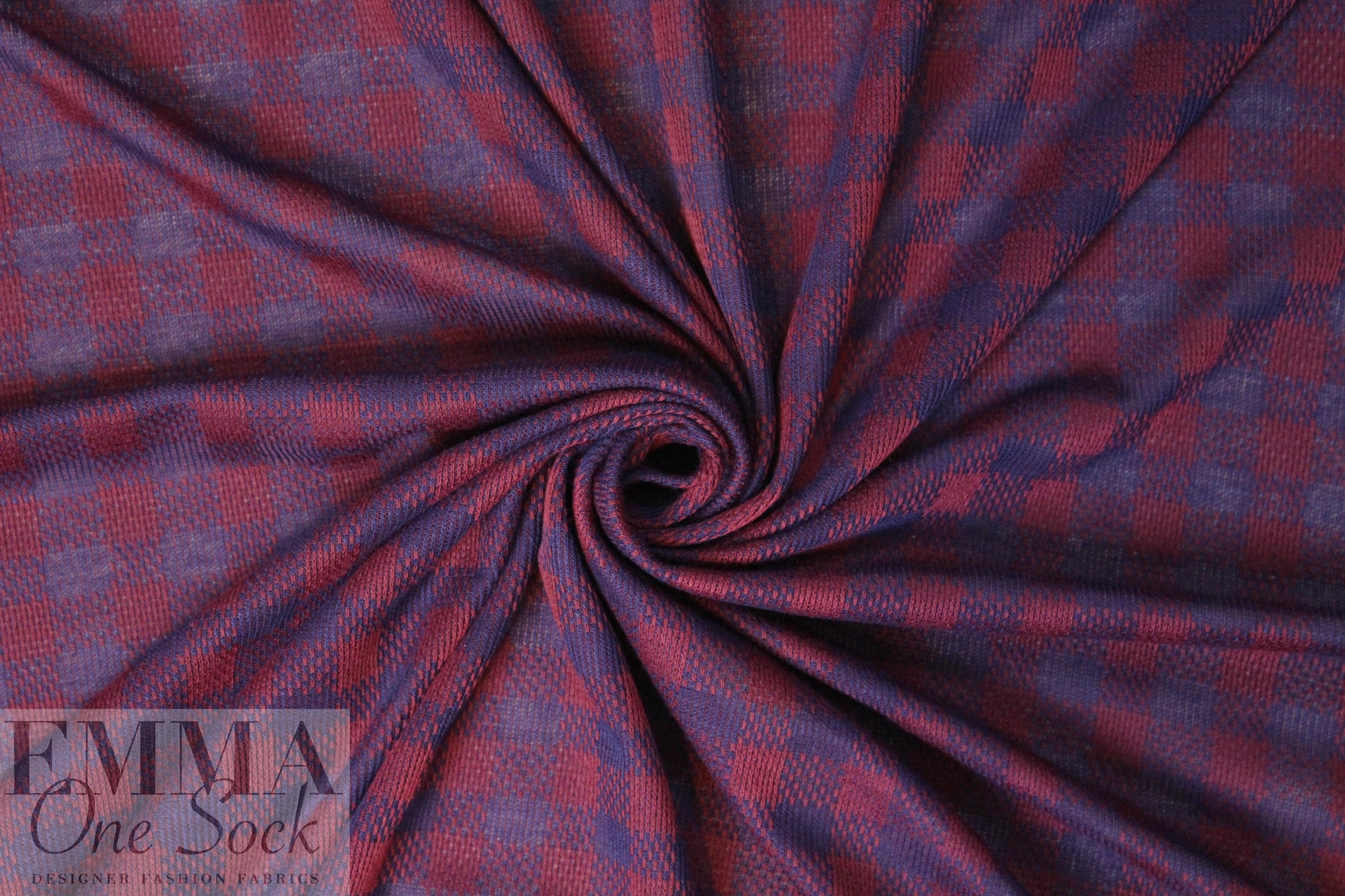 NY designer checkered plaid yarn dyed knit - brick/navy