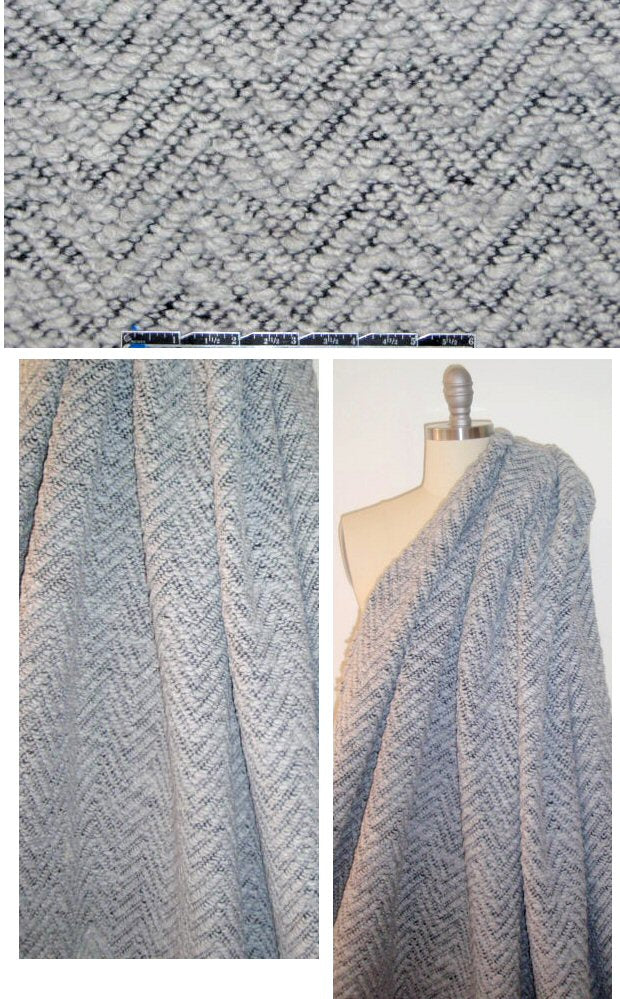 Rebecca Tayl0r chevron boucle' knit - pale gray/black .75 yds