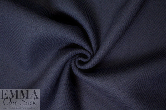 famous designer Italian wool chevron doublecloth - navy 1.9 yd