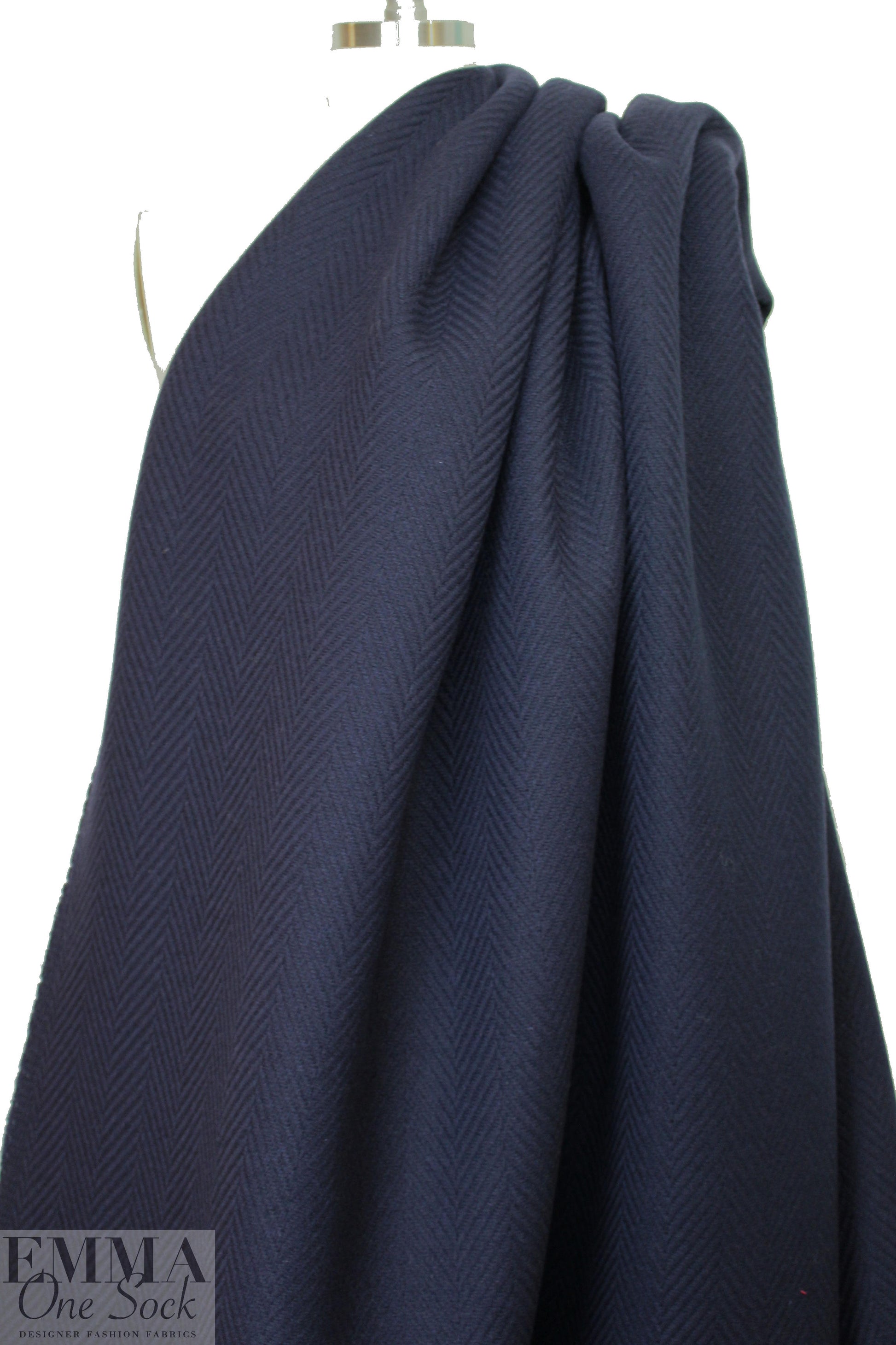 famous designer Italian wool chevron doublecloth - navy 2.375 yd