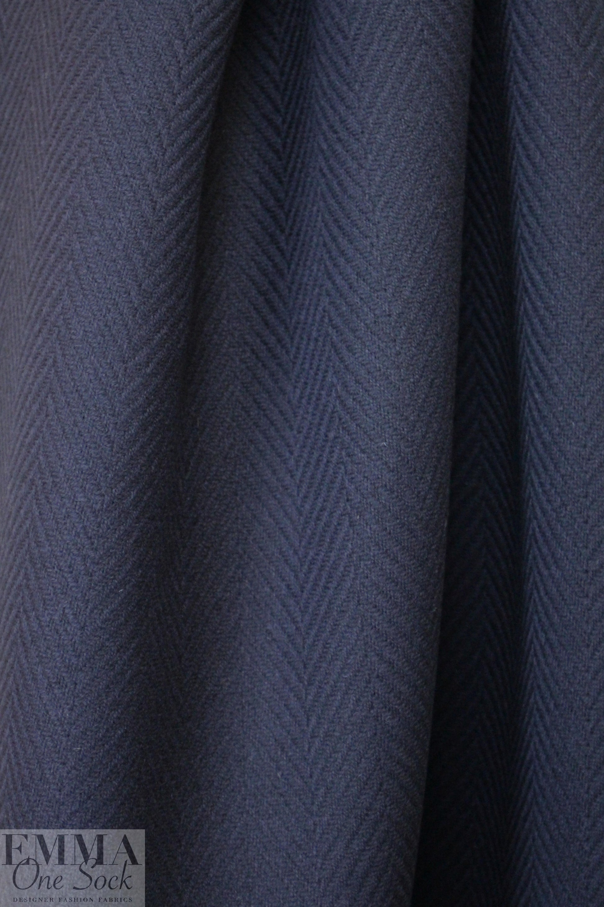 famous designer Italian wool chevron doublecloth - navy