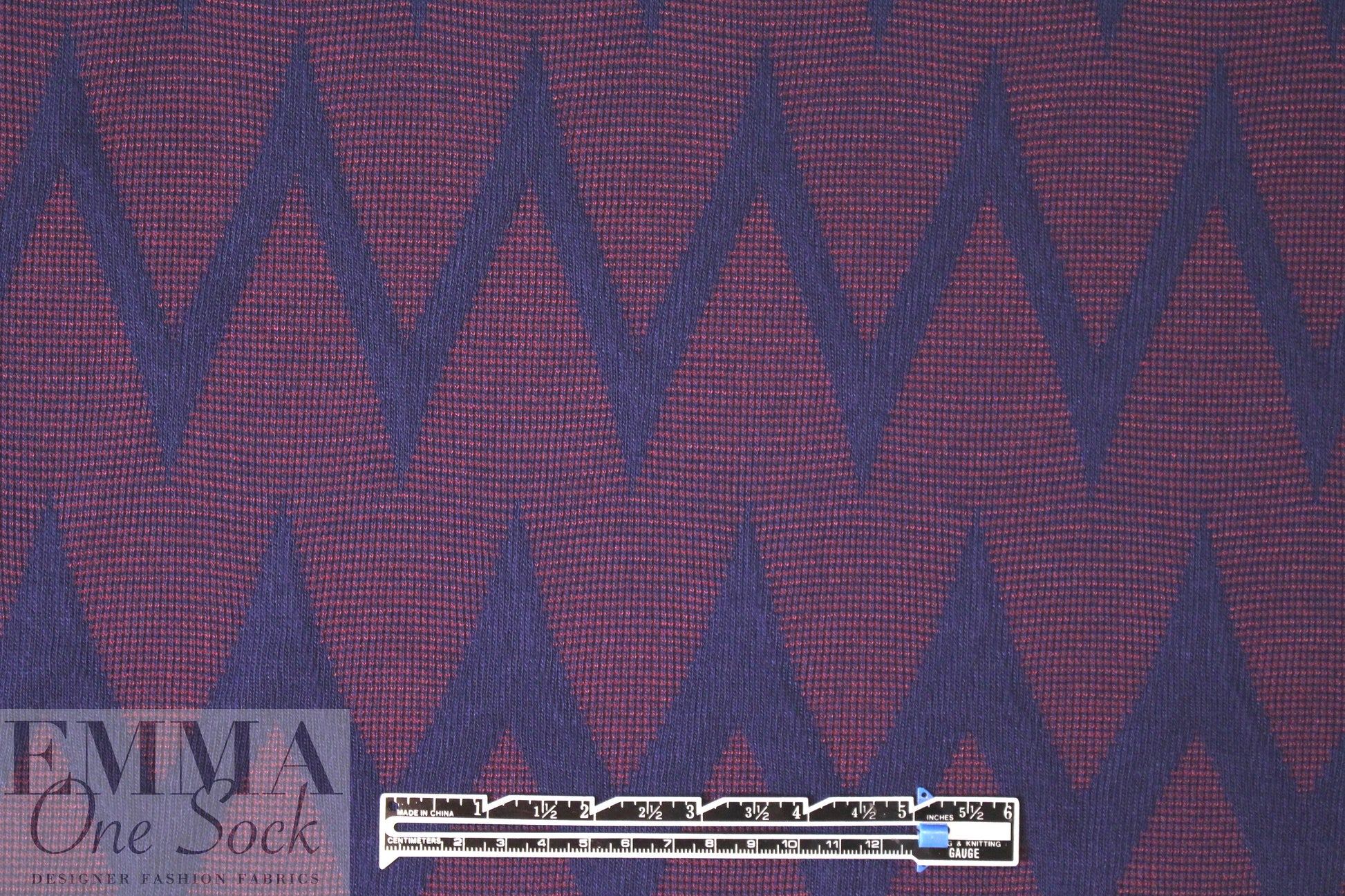 NY designer chevron yarn dyed knit - brick/navy 1.75 yd
