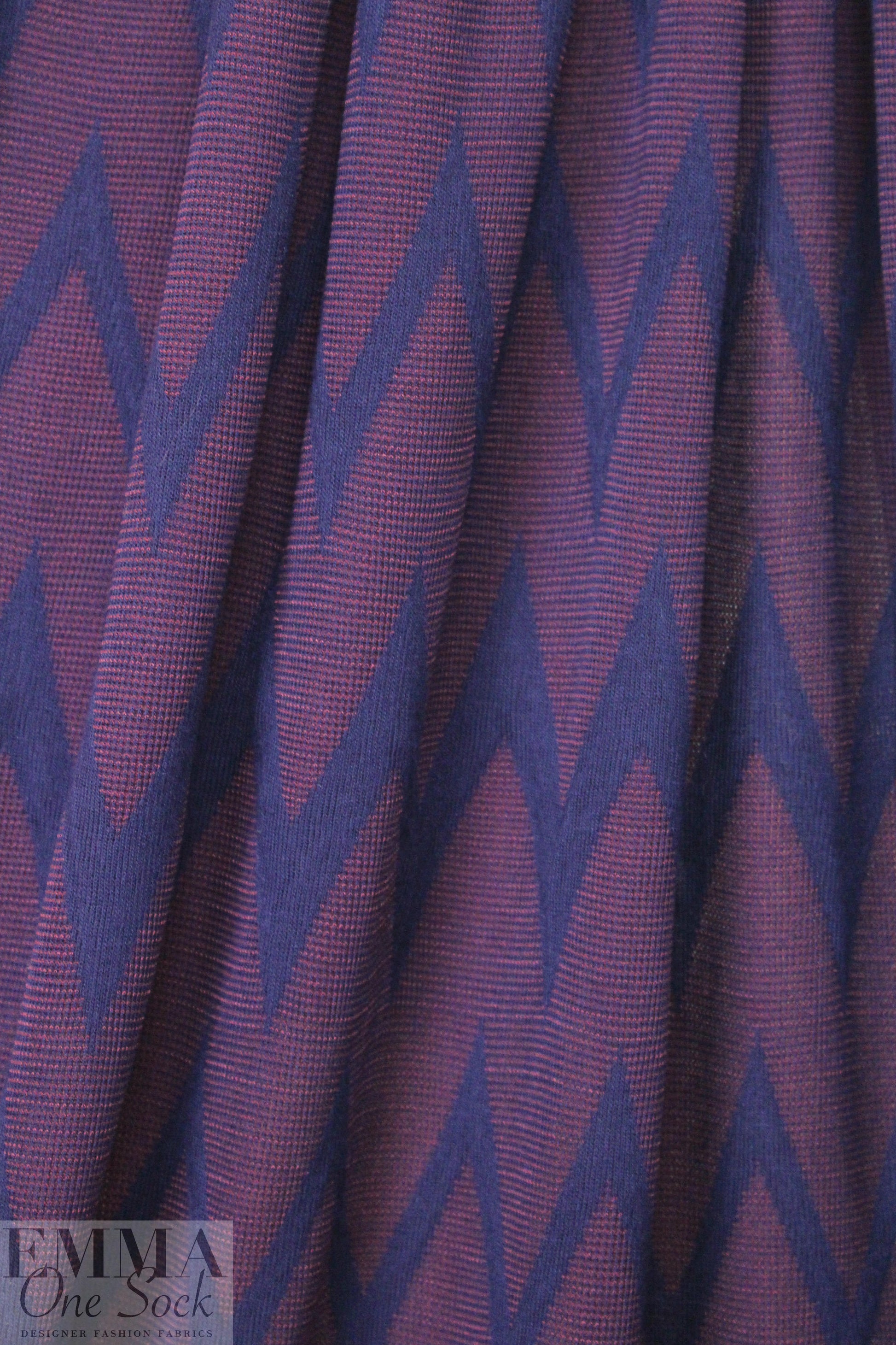 NY designer chevron yarn dyed knit - brick/navy 1.75 yd