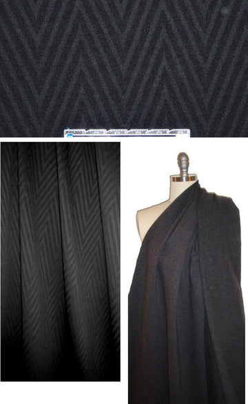 Italian 3-ply chevron jacquard doubleknit - black