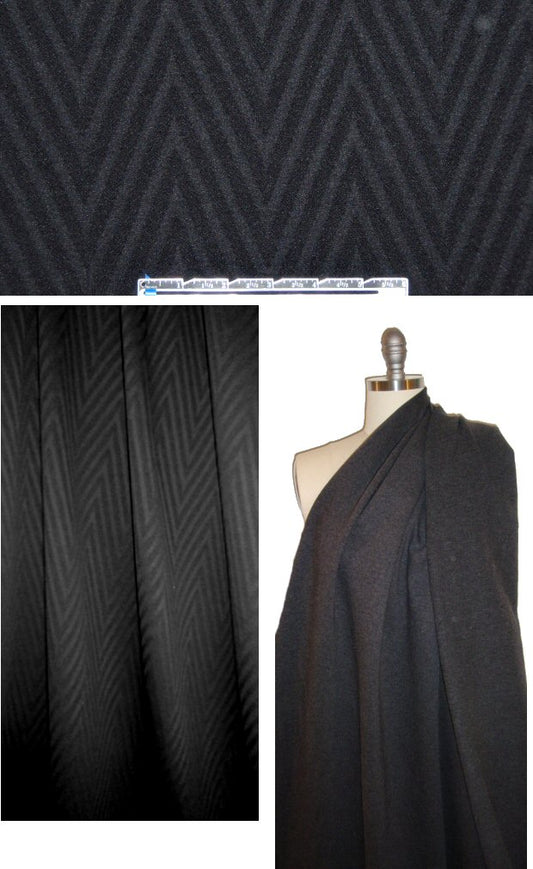 Italian 3-ply chevron jacquard doubleknit - black