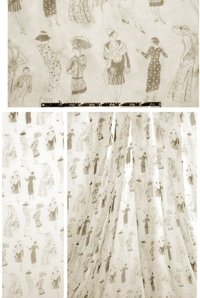 'deco ladies' silk chiffon - black on ivory