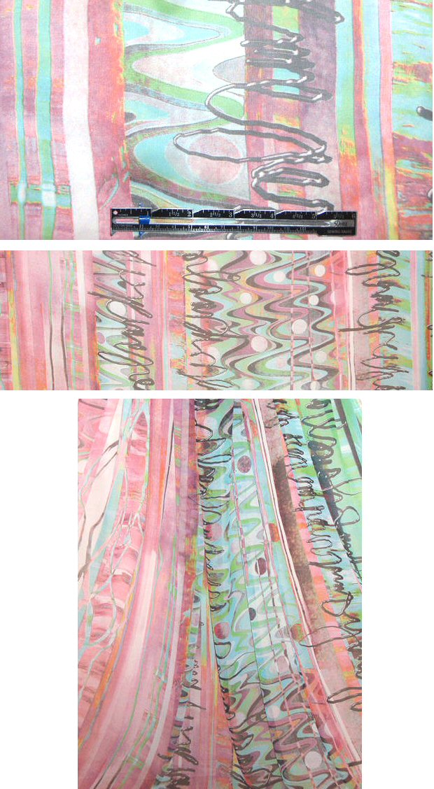 pink/aqua digital abstract poly chiffon 1.875 yds