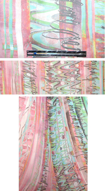 pink/aqua digital abstract poly chiffon 1.875 yds