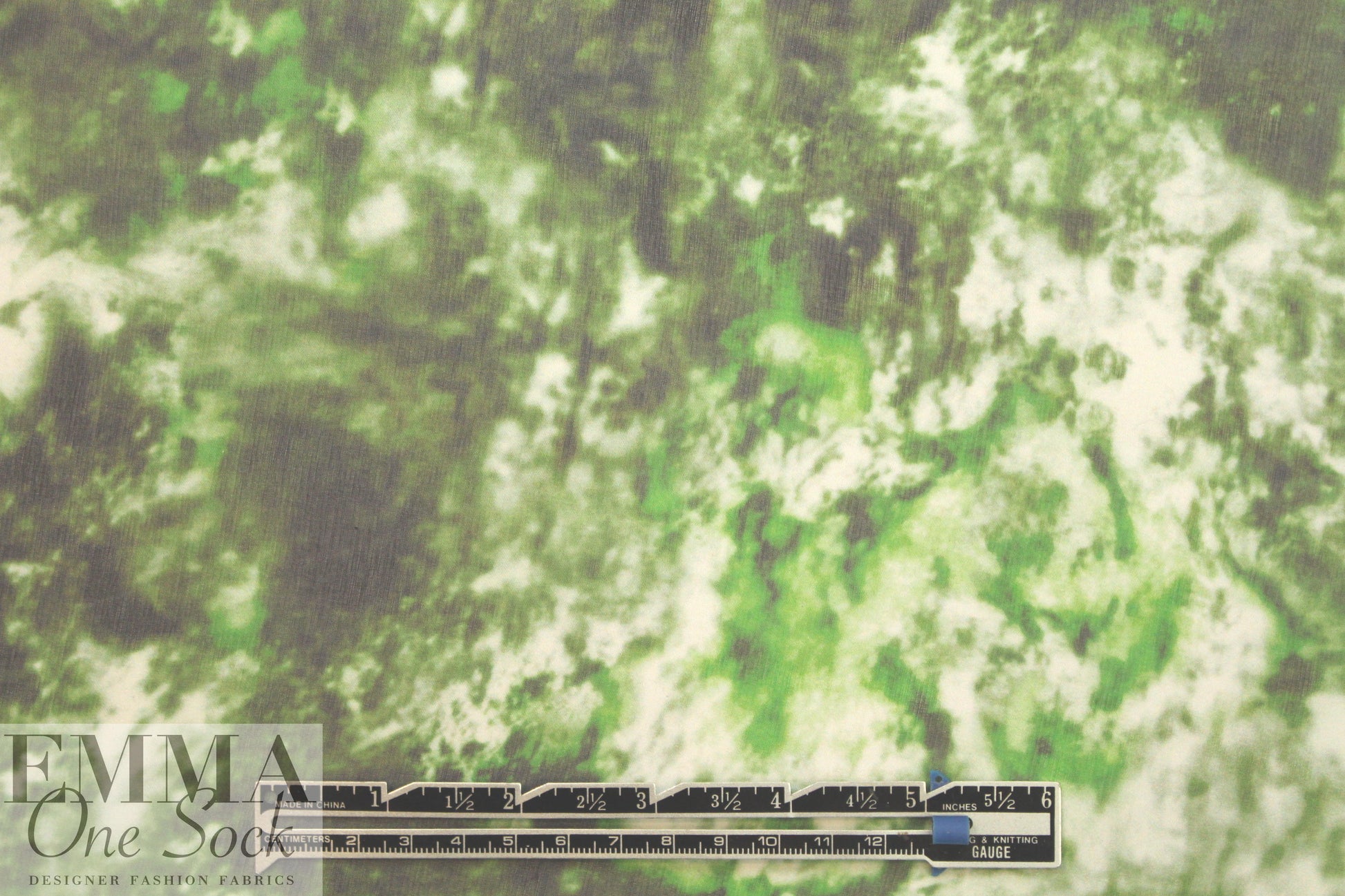 CA designer green tones abstract silk chiffon
