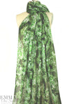CA designer green tones abstract silk chiffon
