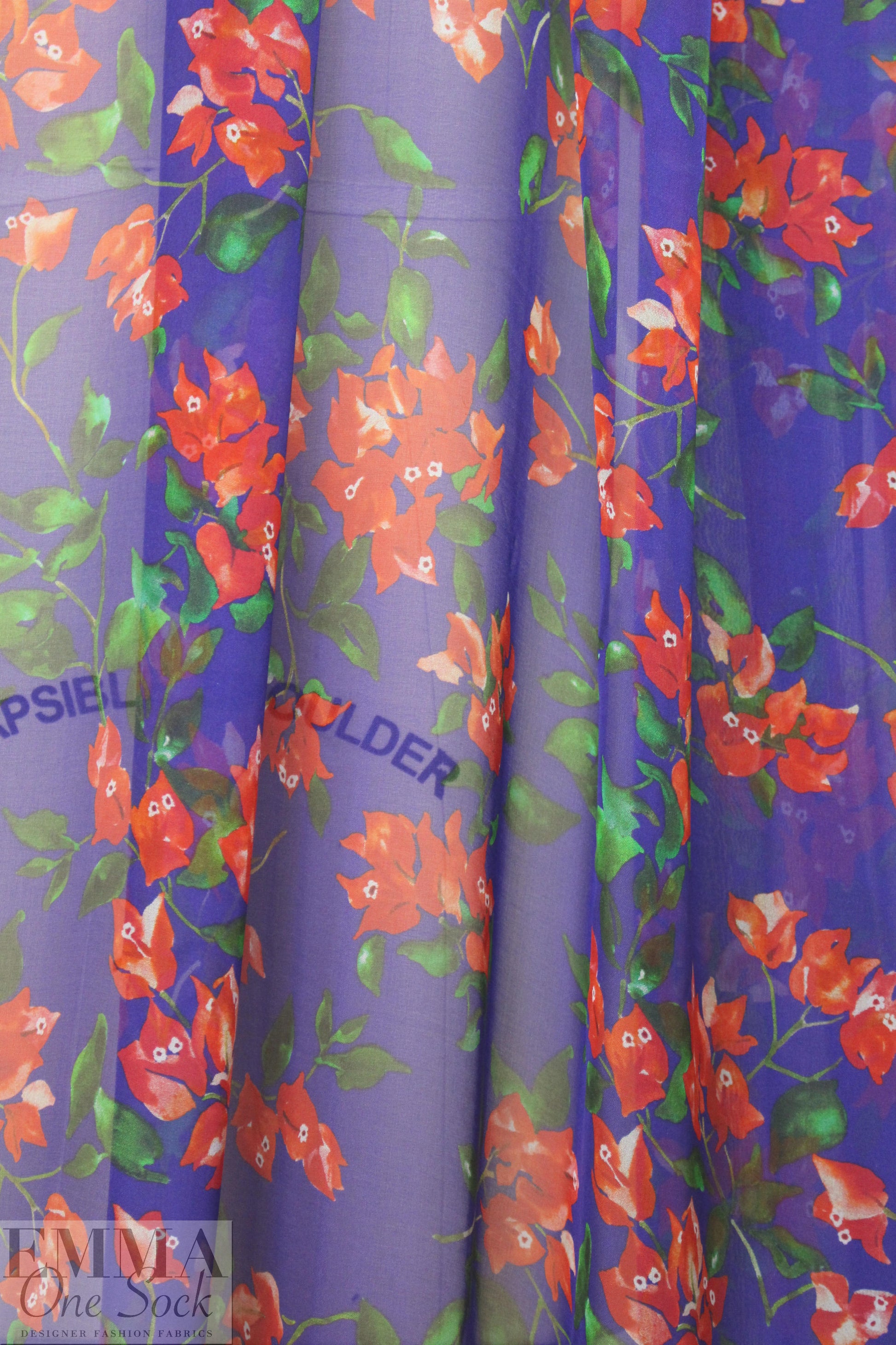 Caroline C0nstas falling blossoms silk chiffon 1.66 yd