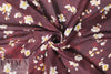 Caroline C0nstas blossoms on burgundy silk satin chiffon 1.125 yds