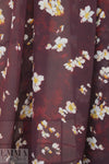 Caroline C0nstas blossoms on burgundy silk satin chiffon