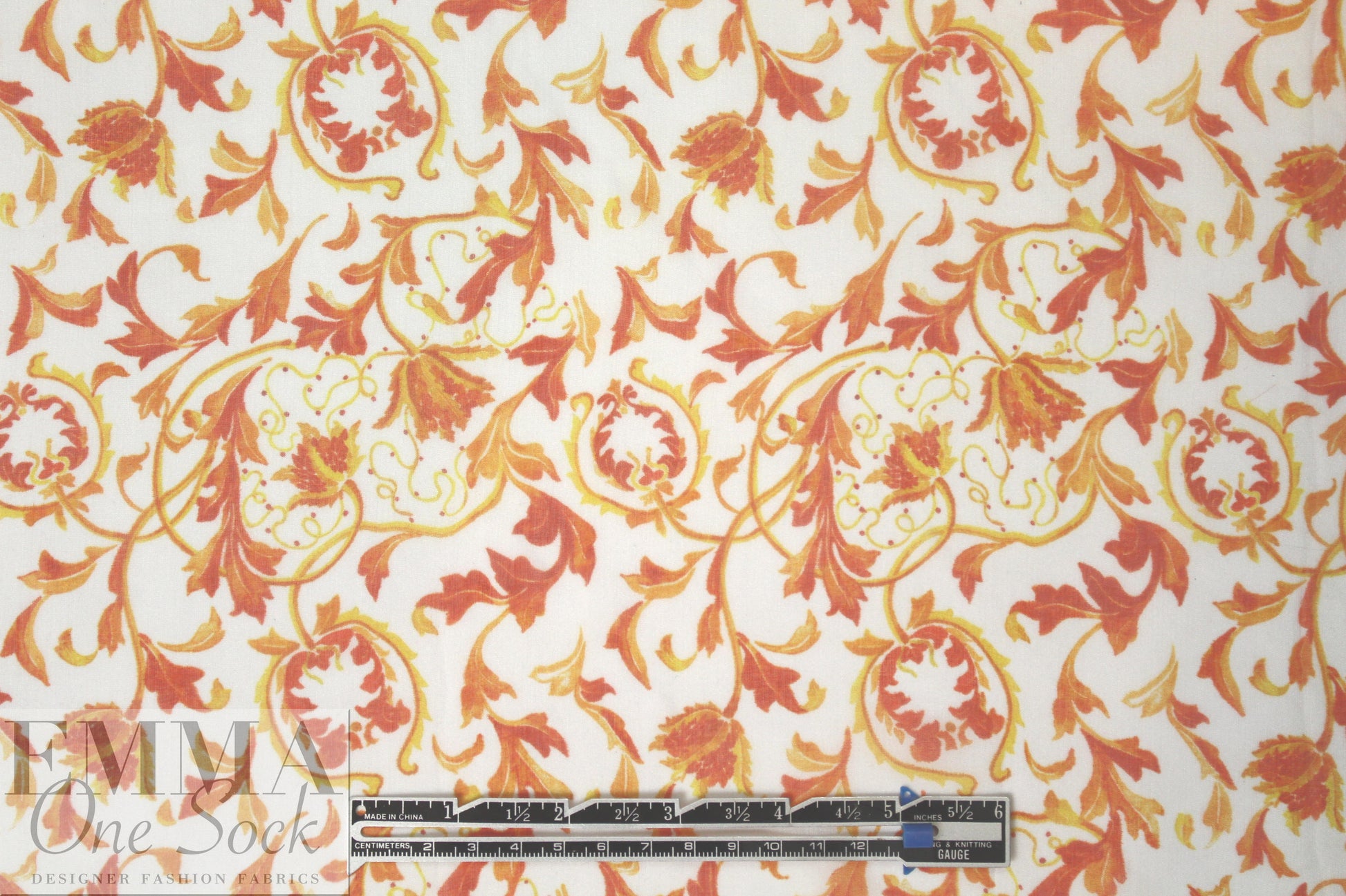 Caroline C0nstas scrollwork spice silk chiffon 1.875 yd