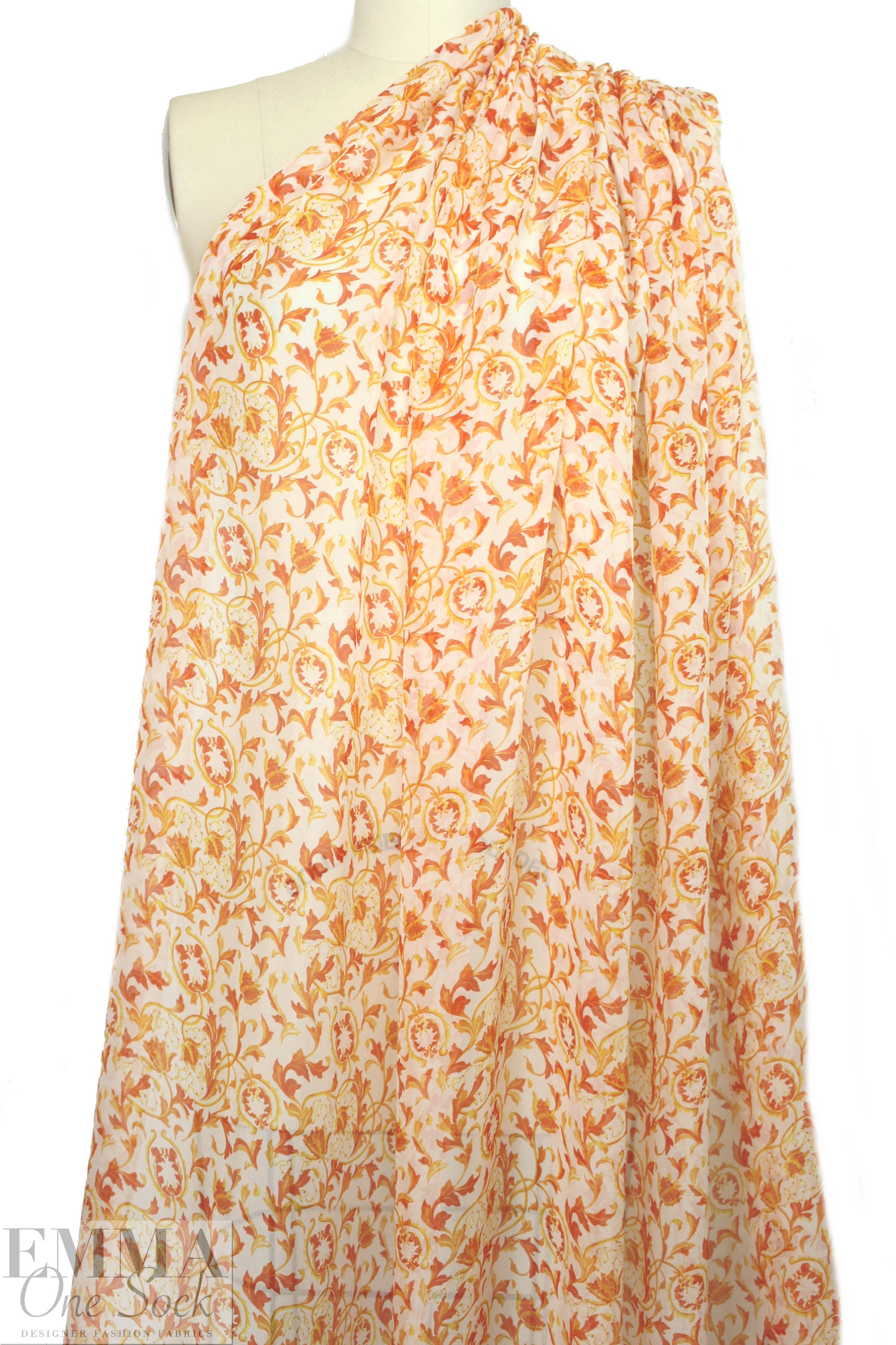 Caroline C0nstas scrollwork spice silk chiffon