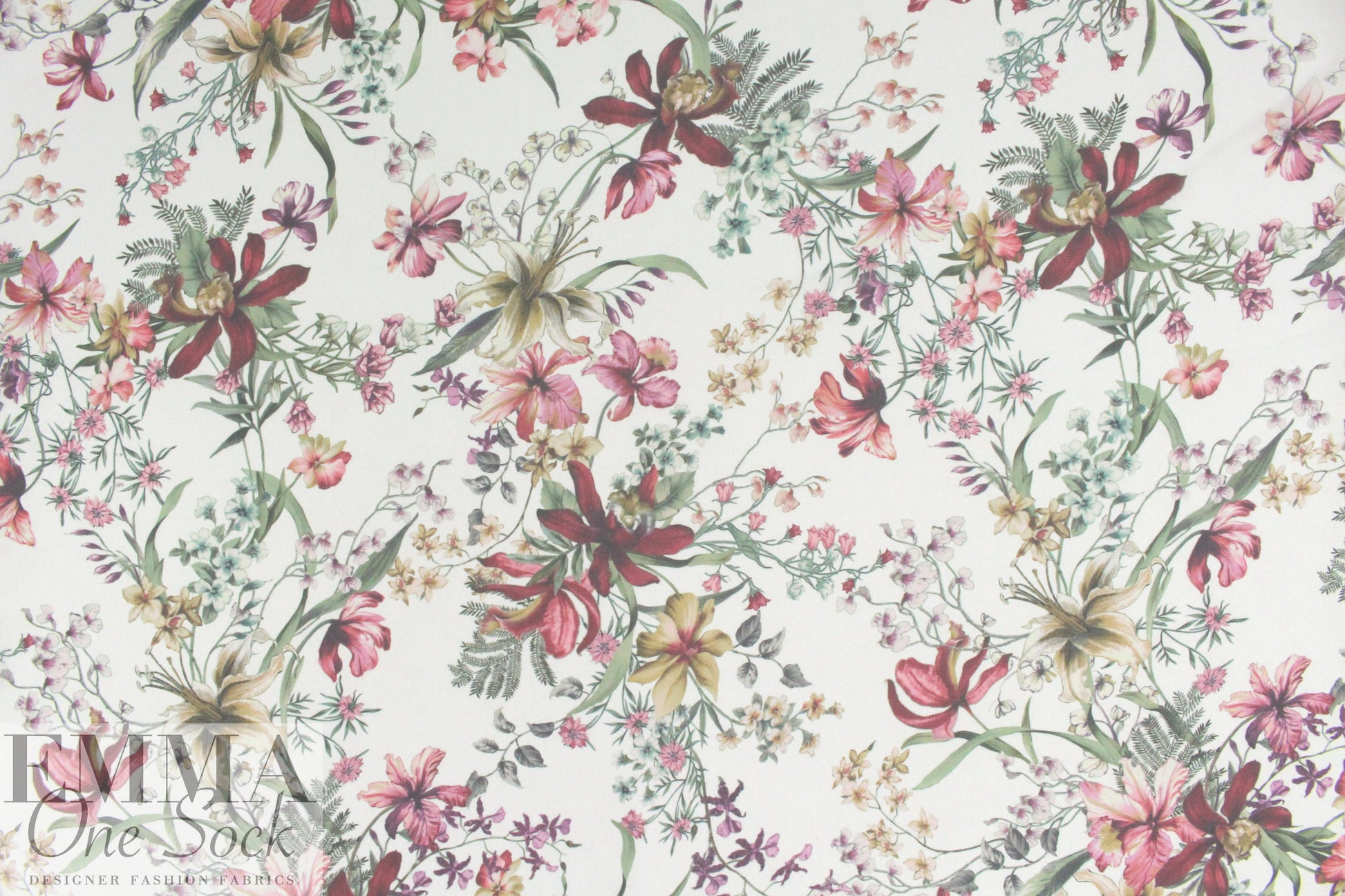 Carmen Marc Va1vo elegant floral 'poly-silk' chiffon