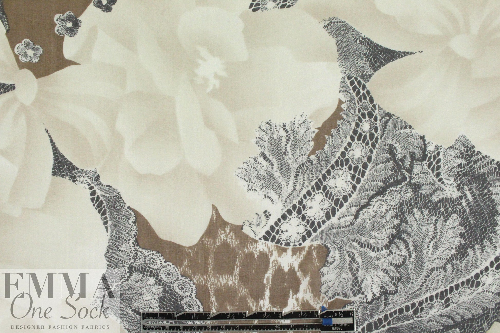 Carmen Marc Va1vo 'lacey floral collage' silk chiffon 1 yard