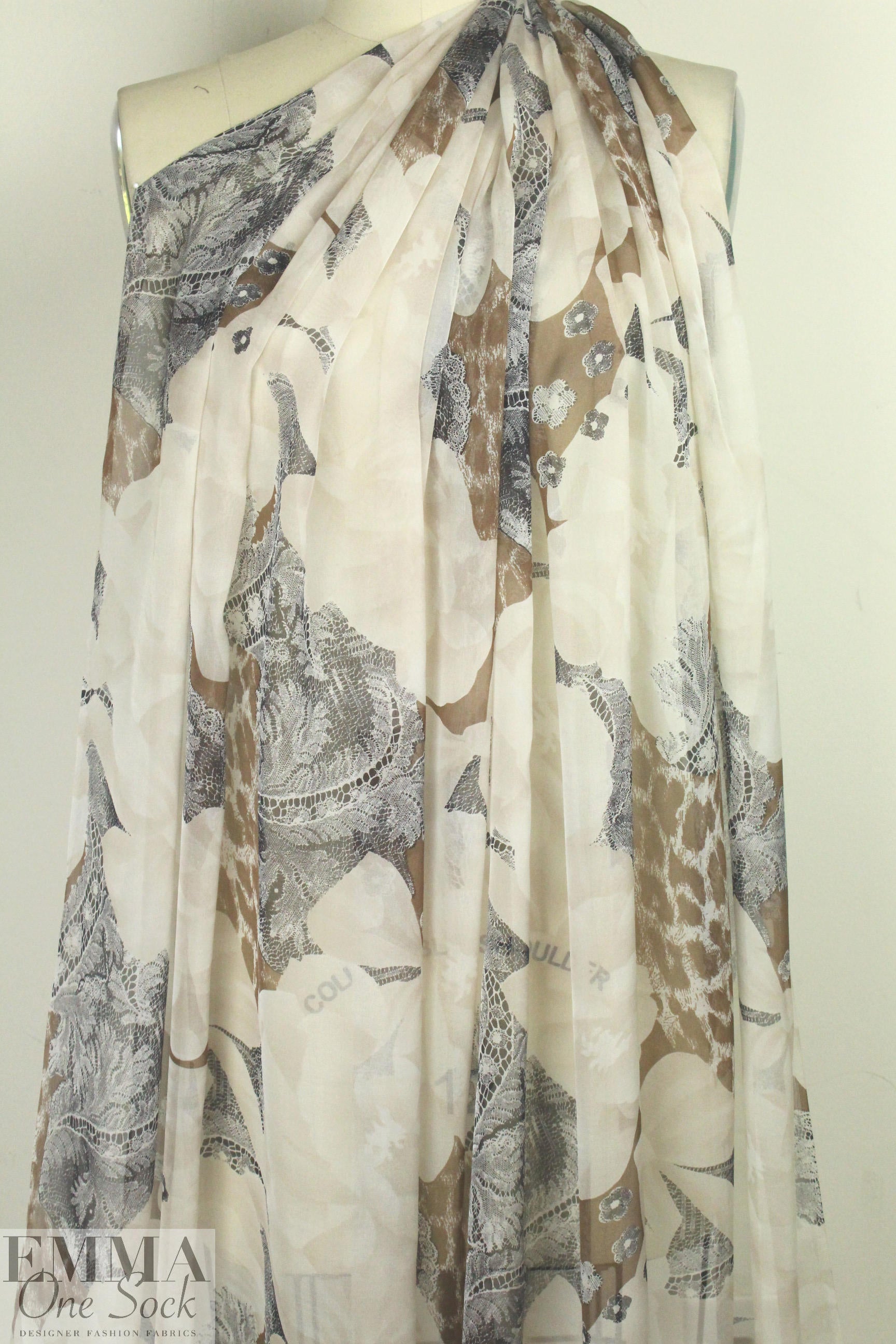 Carmen Marc Va1vo 'lacey floral collage' silk chiffon