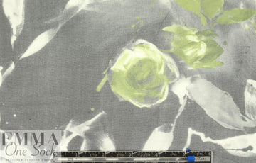 Italian green/gray floral abstract silk chiffon