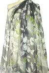 Italian green/gray floral abstract silk chiffon